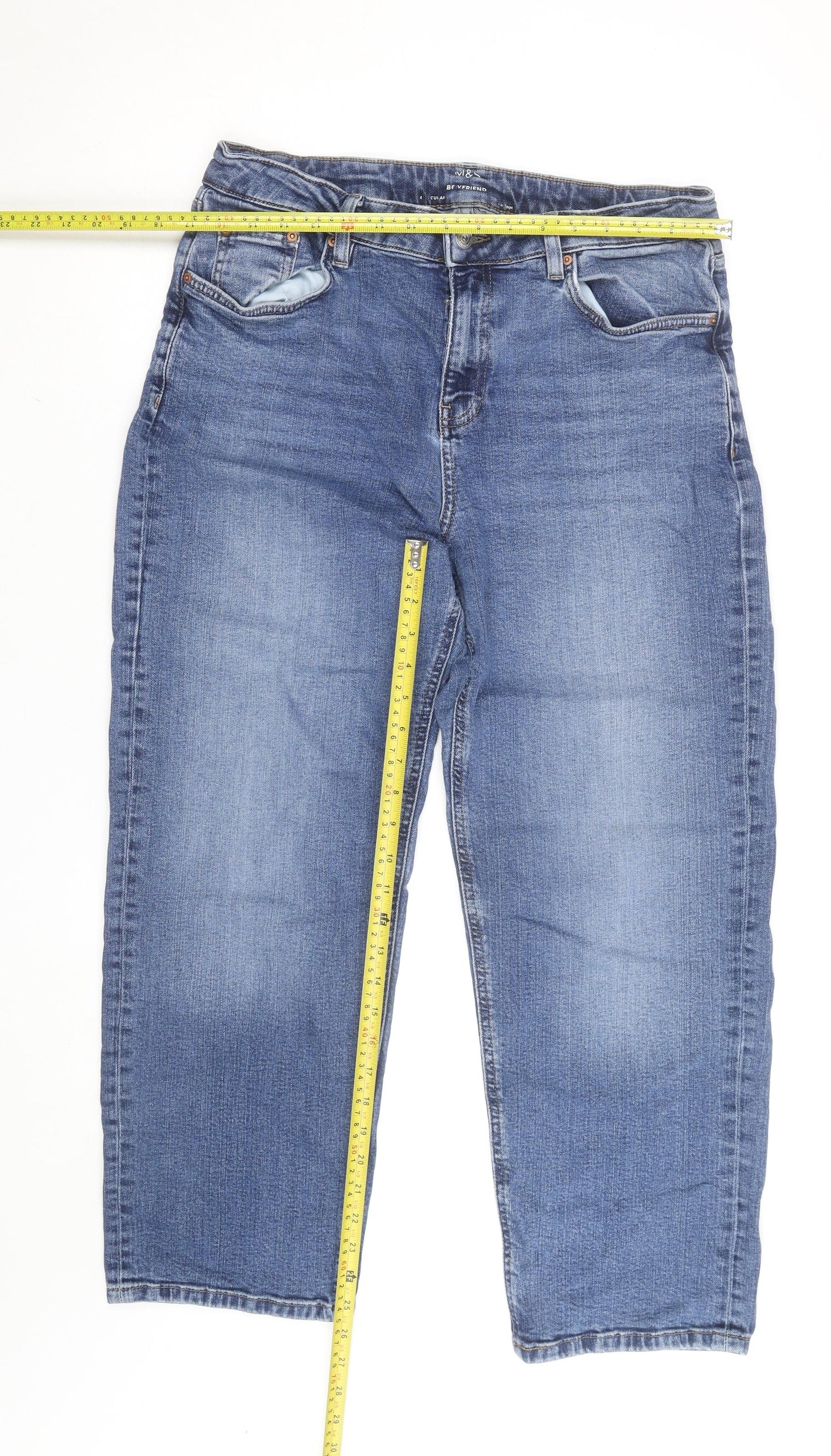 Marks and Spencer Men's Blue Regular Fit Straight Denim Jeans Size 14