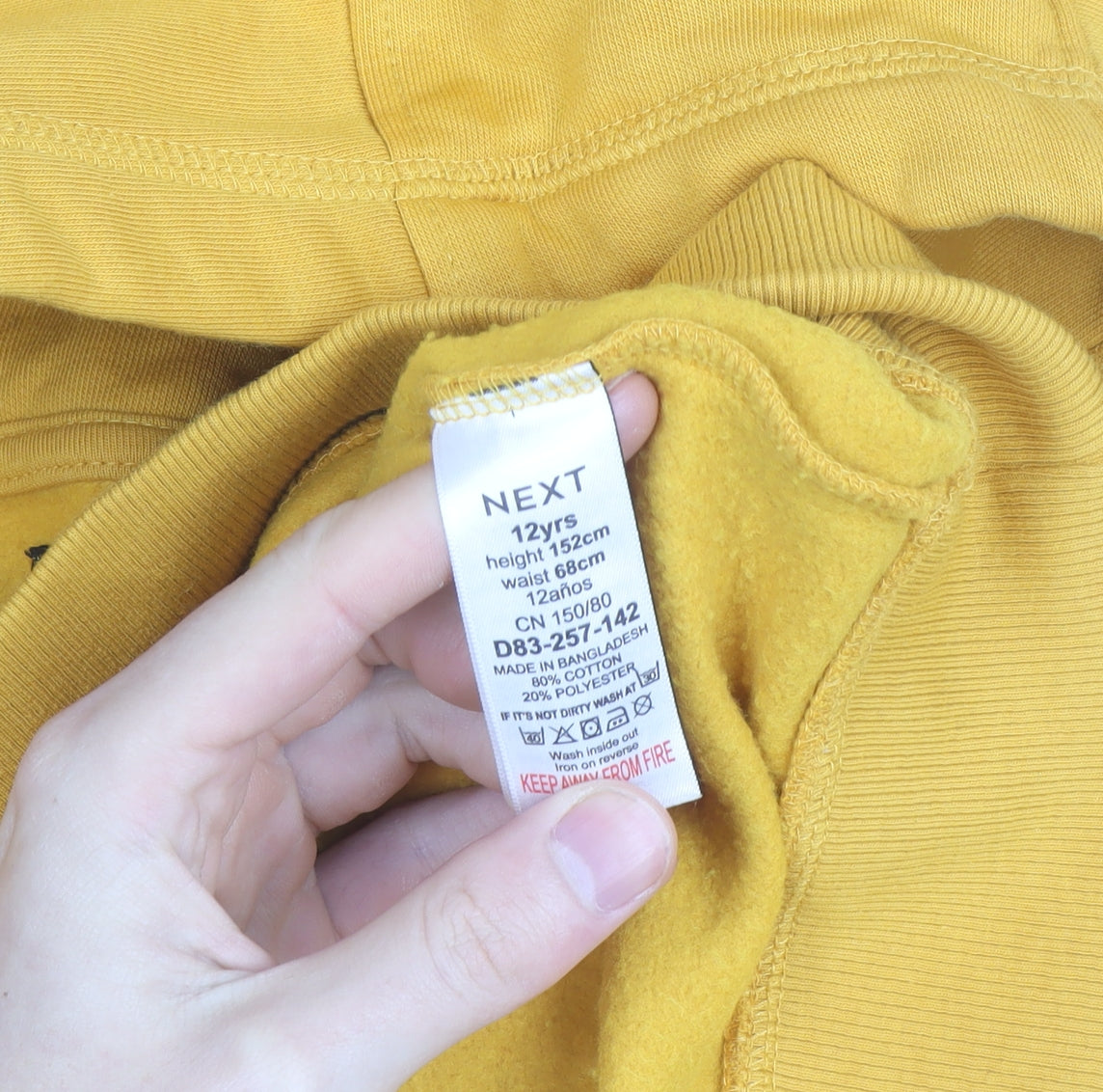 Next Boys Yellow Pullover Hoodie 12 Years Cotton Blend Sweatshirt