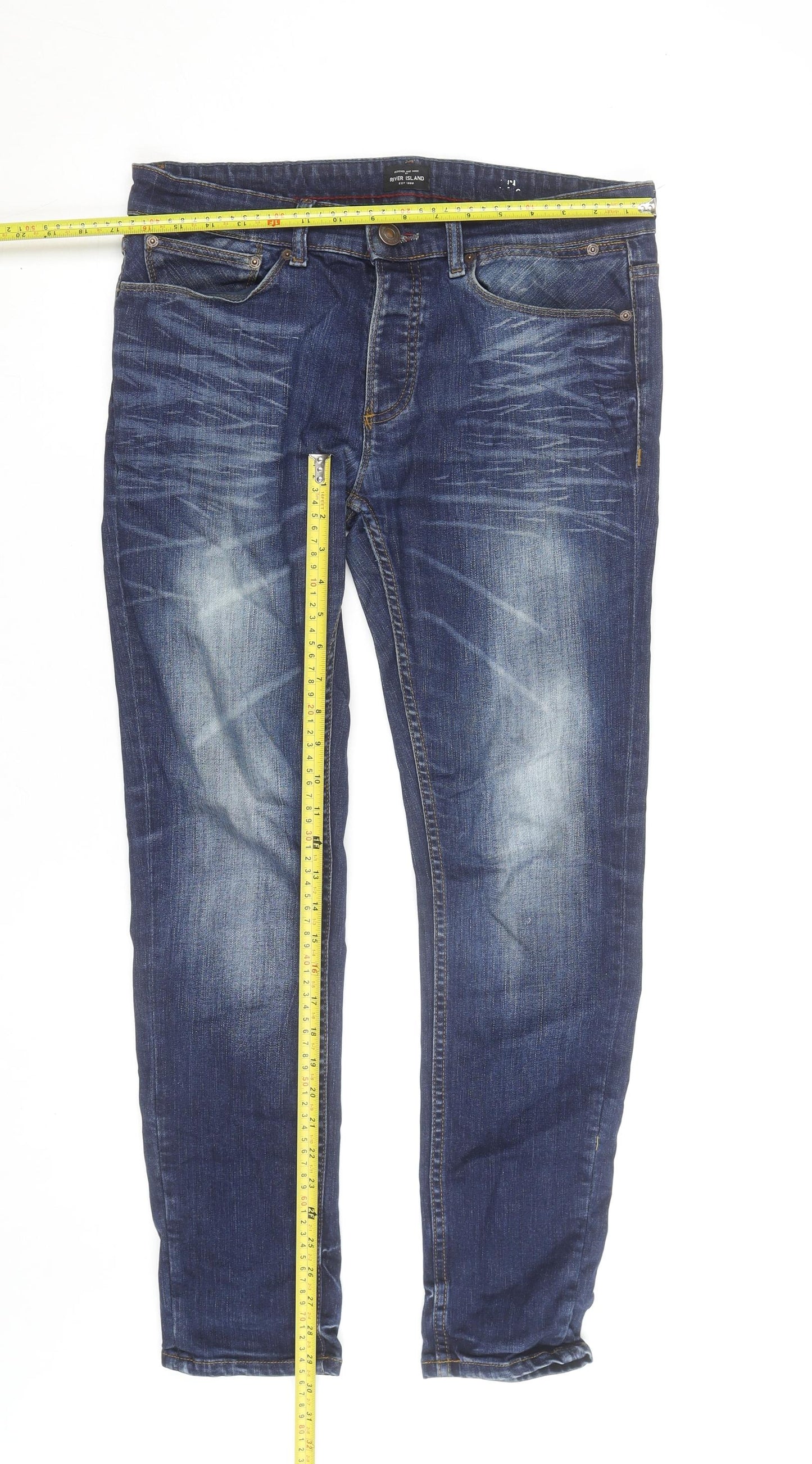 River Island Women's Blue Straight Leg Mid Rise Jeans Size 14