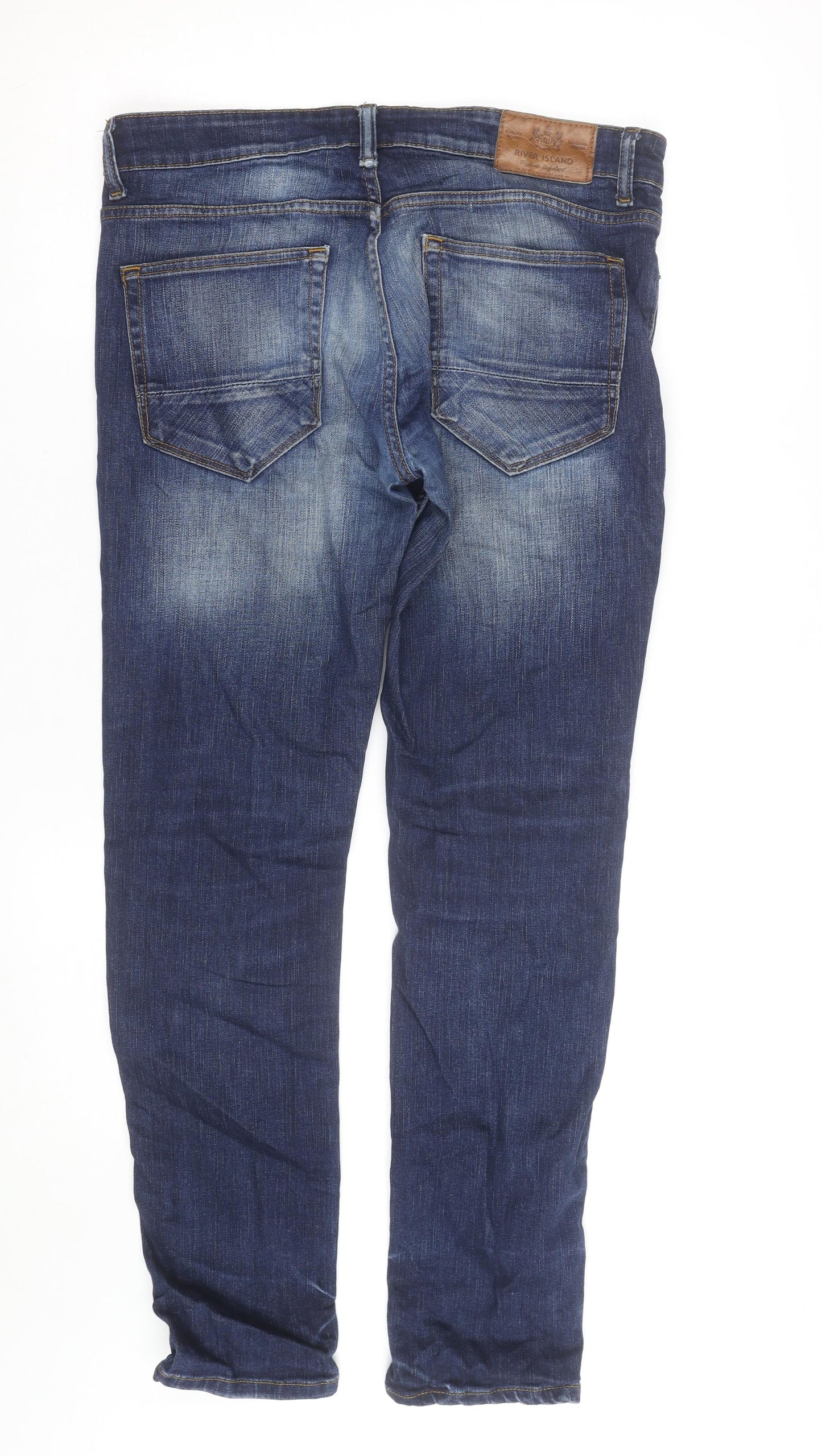 River Island Women's Blue Straight Leg Mid Rise Jeans Size 14