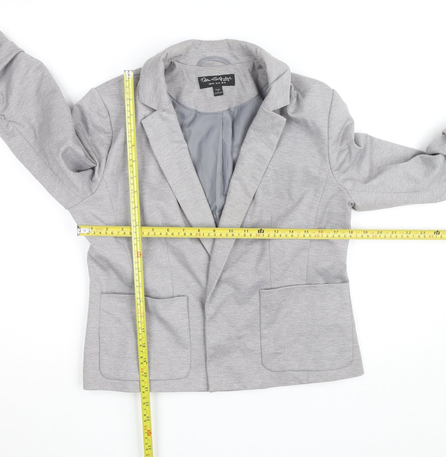 Miss Selfridge Women's Grey Size 14 Tailored Jersey Blazer