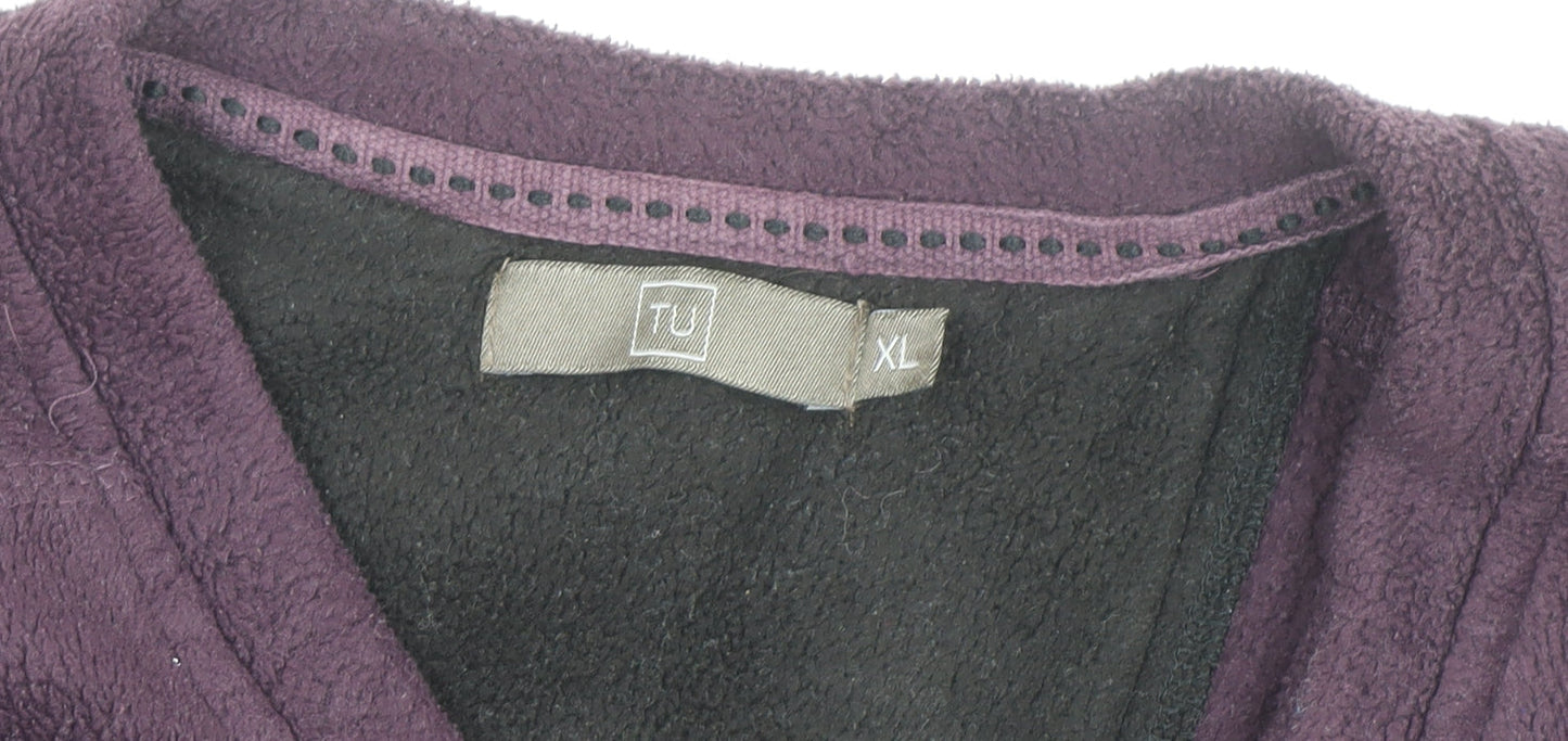 TU Men's Purple Fleece V-Neck Pullover Jumper XL