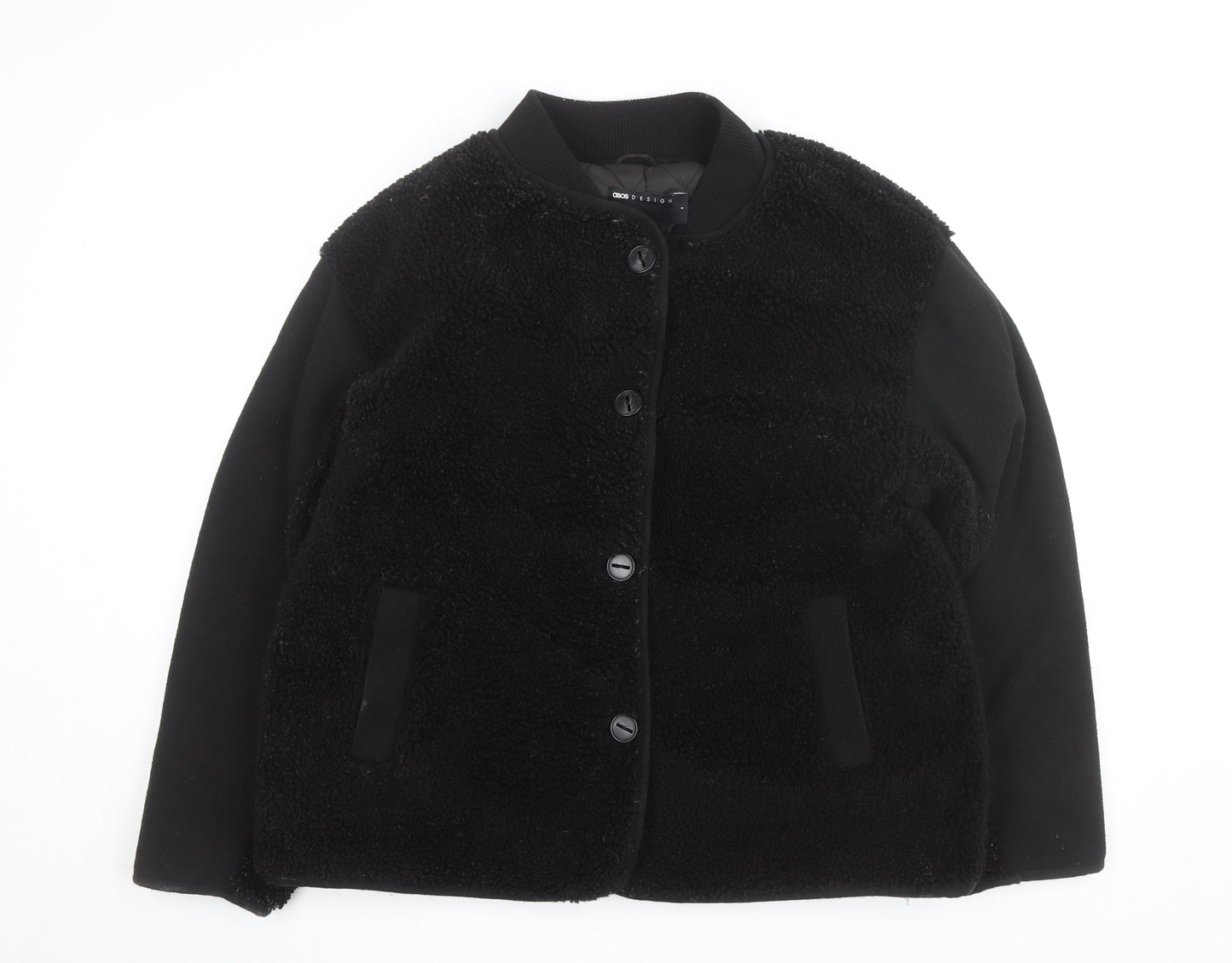 ASOS DESIGN Men's Black Faux Fur Bomber Jacket Size S