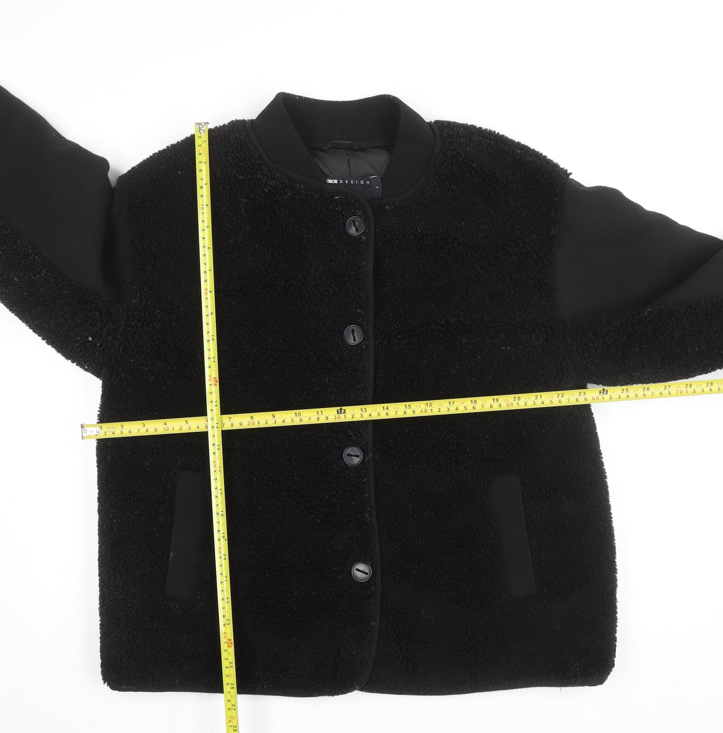 ASOS DESIGN Men's Black Faux Fur Bomber Jacket Size S