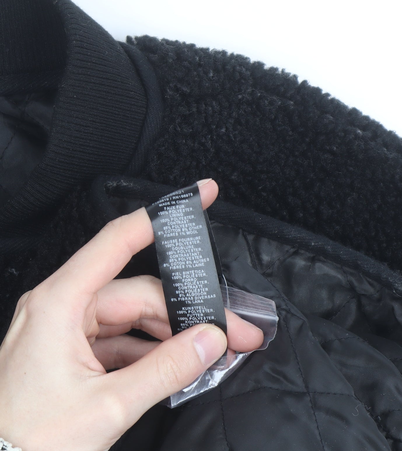 ASOS DESIGN Men's Black Faux Fur Bomber Jacket Size S