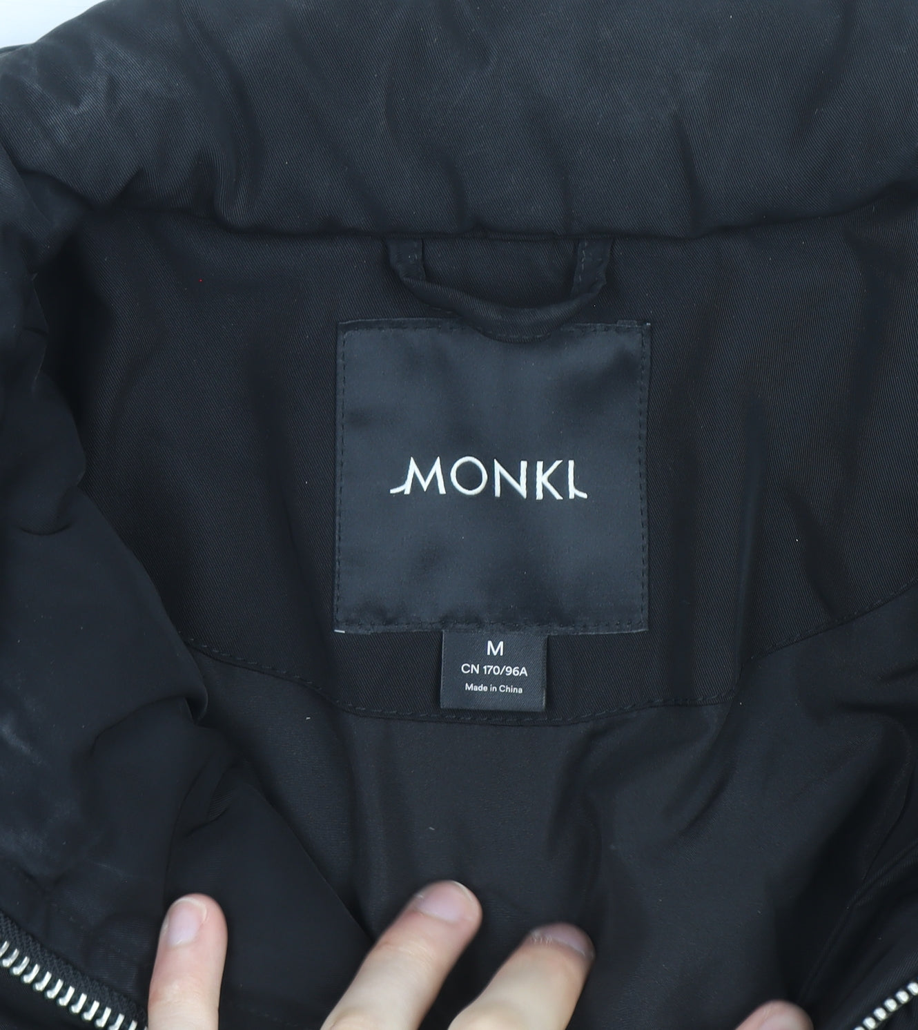 Monki Women's Black Cropped Puffer Jacket Size M Polyester Winter Coat