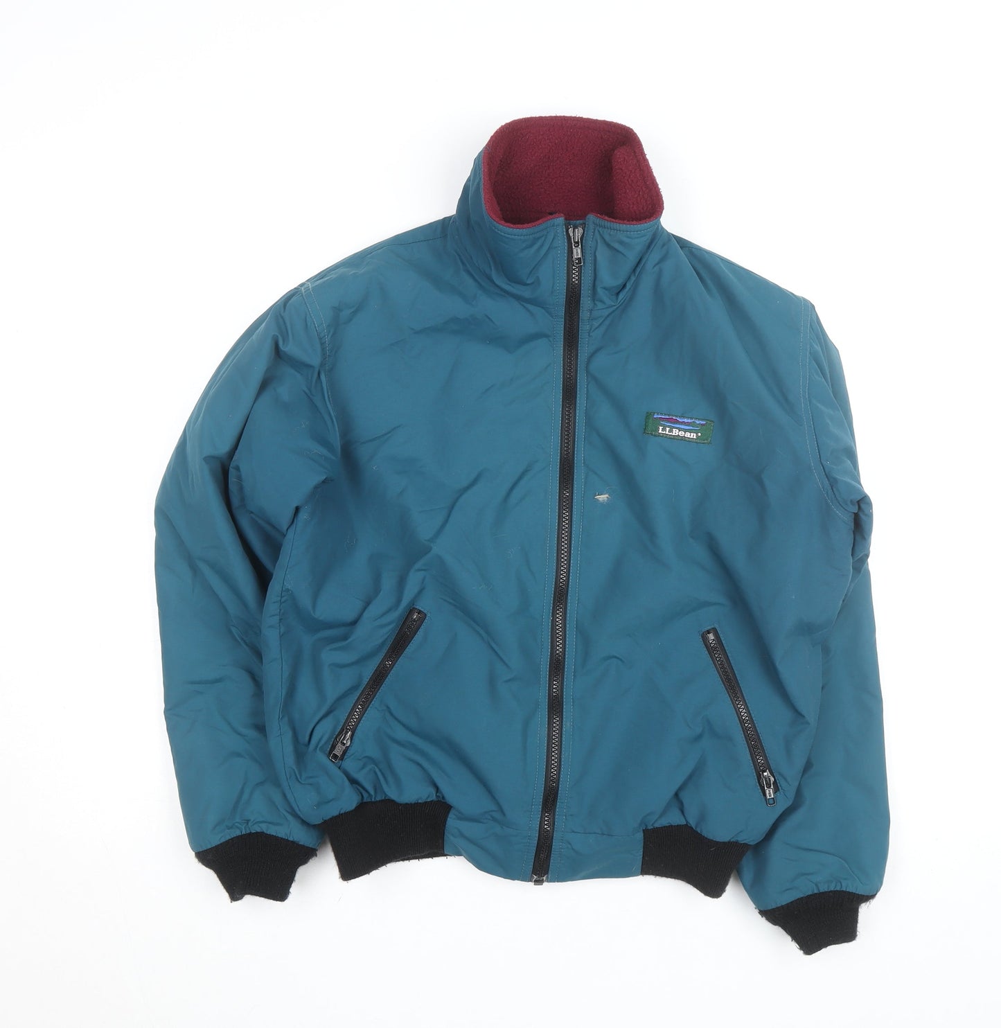 L.L.Bean Womens Blue Warm-Up Nylon Fleece-Lined Windproof Jacket Size S