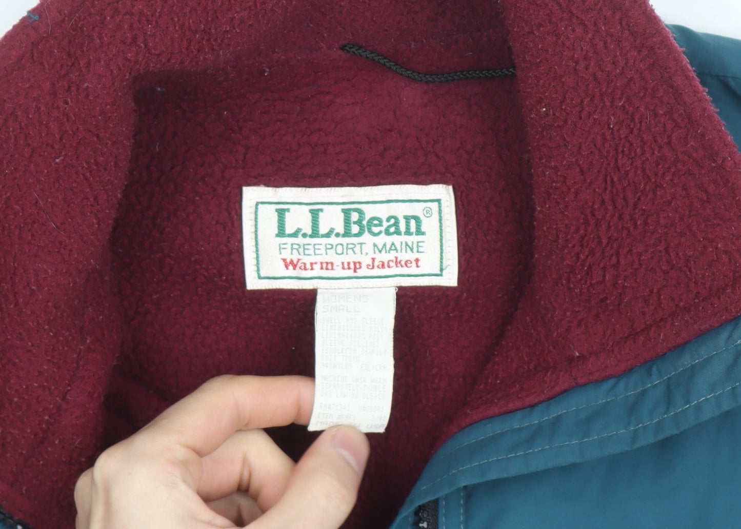 L.L.Bean Womens Blue Warm-Up Nylon Fleece-Lined Windproof Jacket Size S