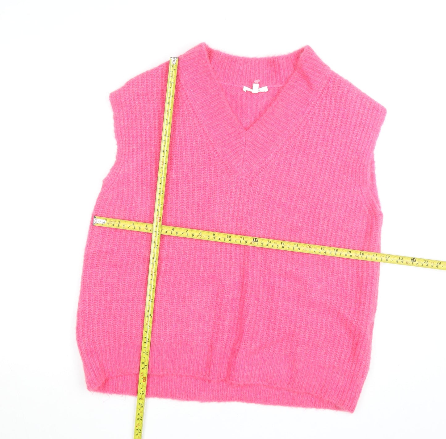 Opus Women's Pink Mohair Blend Sleeveless V-Neck Knit Vest M