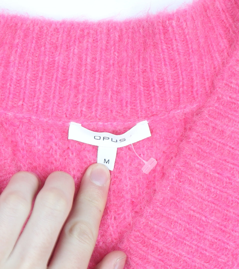Opus Women's Pink Mohair Blend Sleeveless V-Neck Knit Vest M