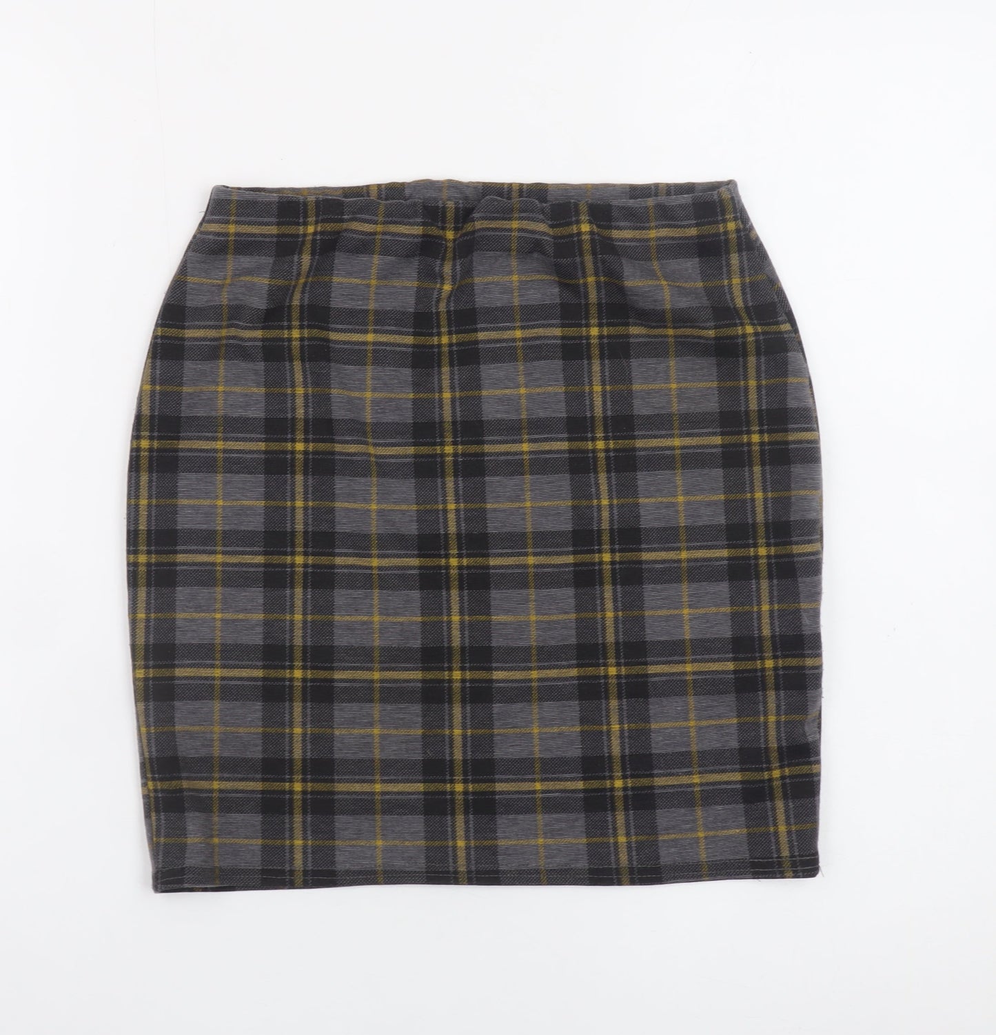 New Look Women's Grey Check Pencil Skirt Size 8 Stretch