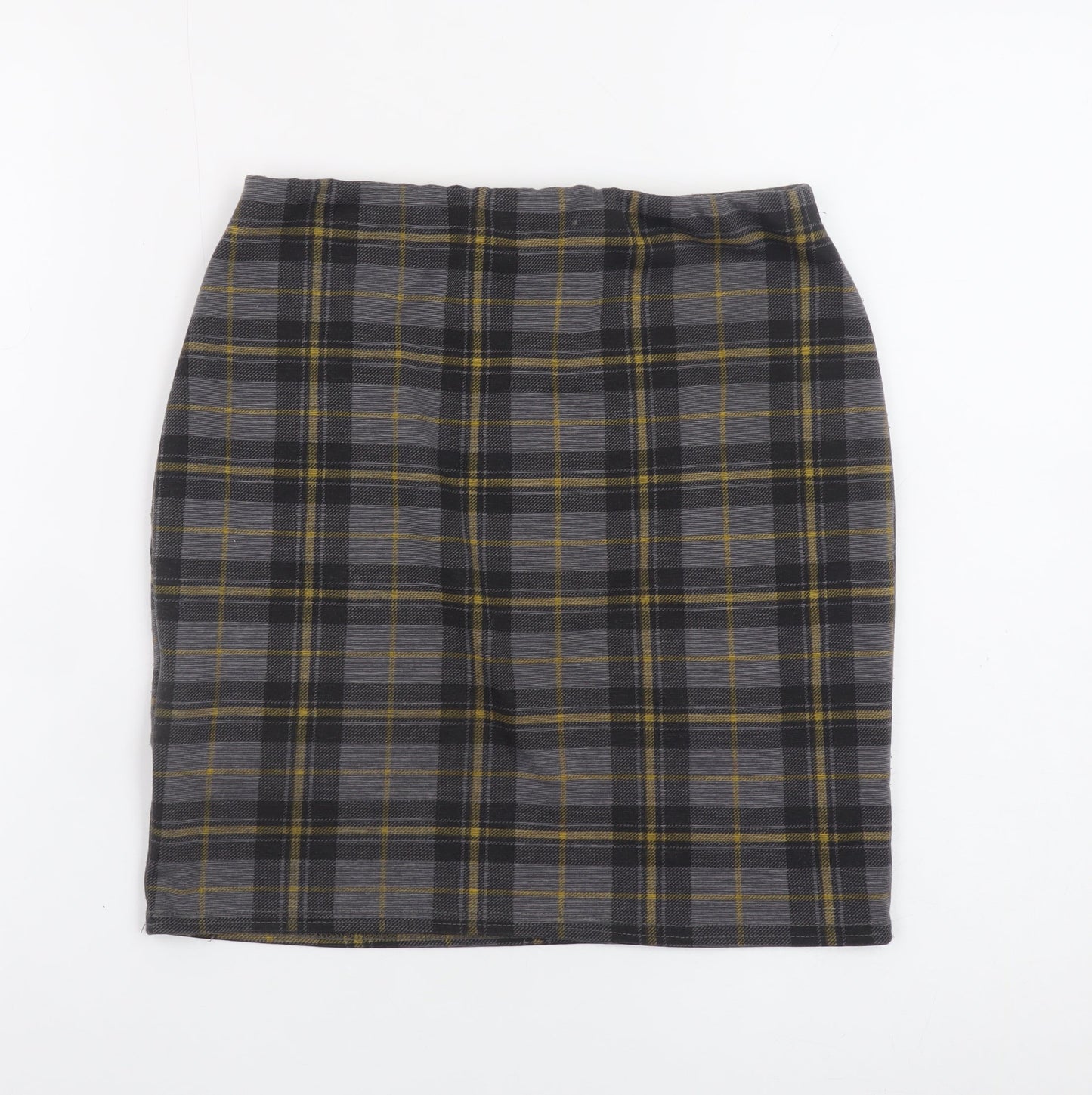 New Look Women's Grey Check Pencil Skirt Size 8 Stretch