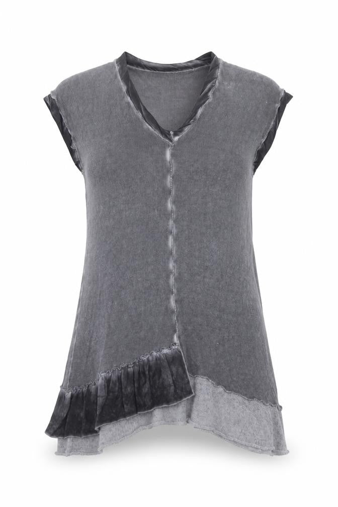 Mint Velvet Women's Grey Asymmetric Knit Short Sleeve Dress Size 10