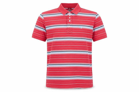 FILA Mens Red Striped Classic Fit Cotton Polo Shirt Size M