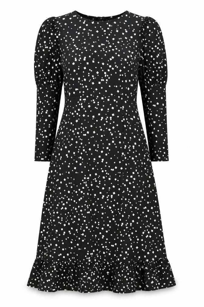 River Island Women Black Size 8 Fit & Flare Midi Dress
