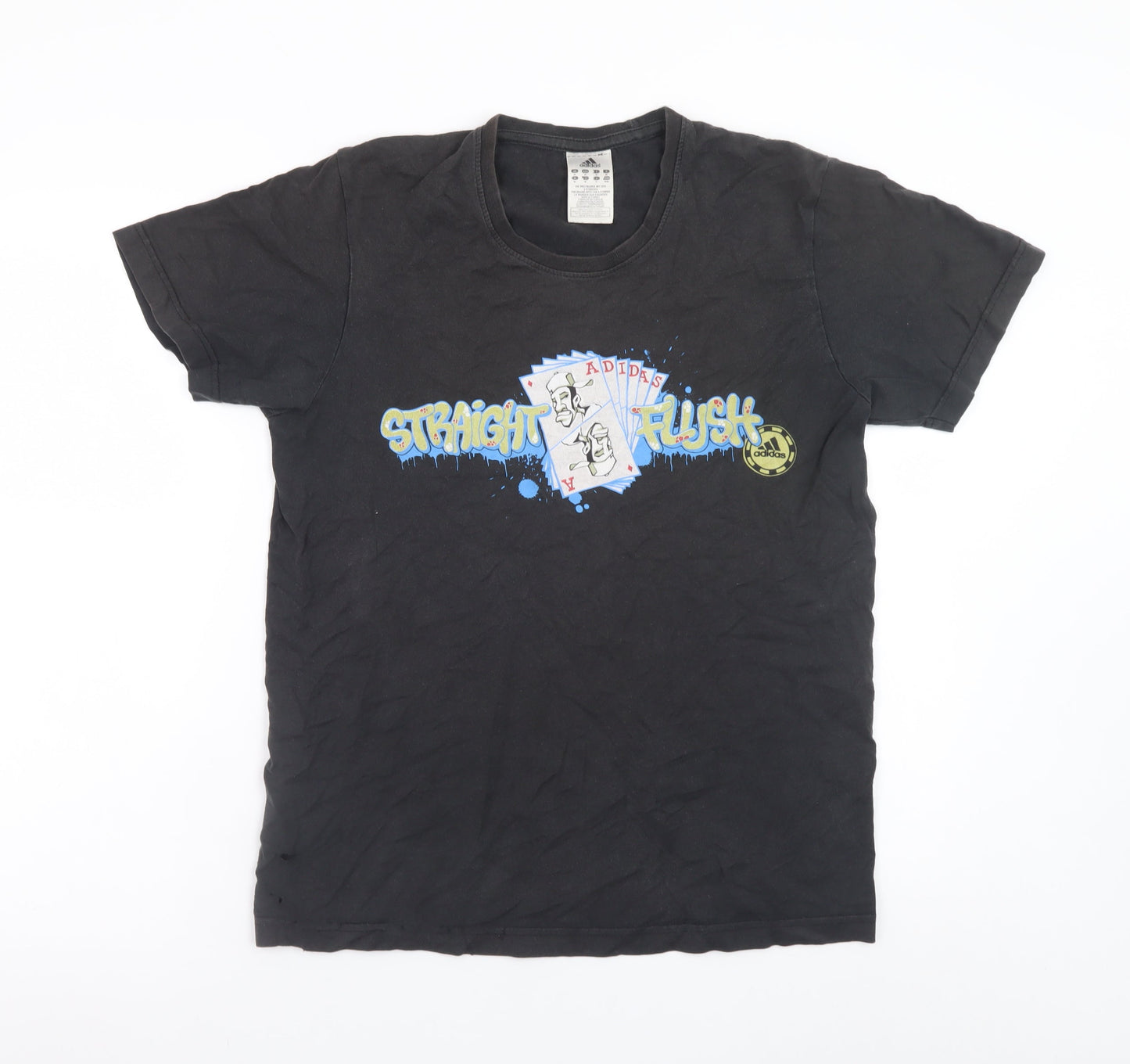 Adidas Men's Black Graphic Straight Flush T-Shirt Size M