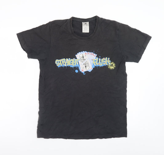 Adidas Men's Black Graphic Straight Flush T-Shirt Size M