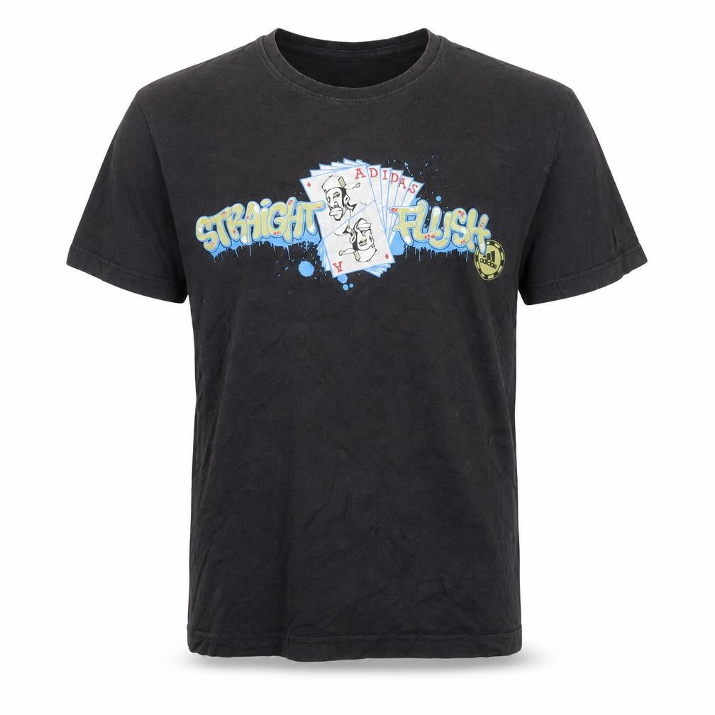 Adidas Men's Black Graphic Straight Flush T-Shirt Size M