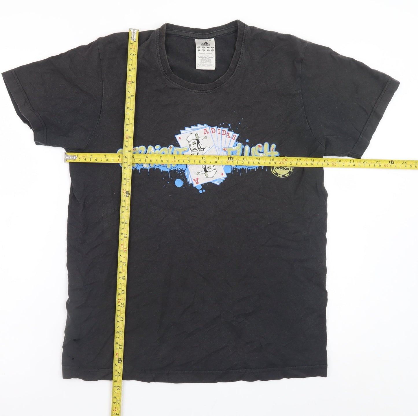 Adidas Men's Black Graphic Straight Flush T-Shirt Size M