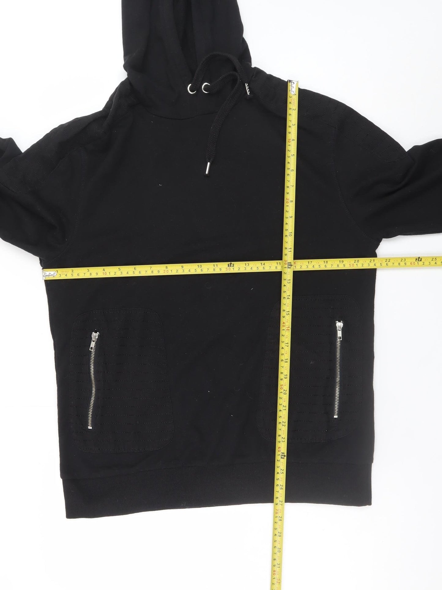 Genetic Apparel Men's Black Hoodie L Pullover Zip Pocket Cotton Blend