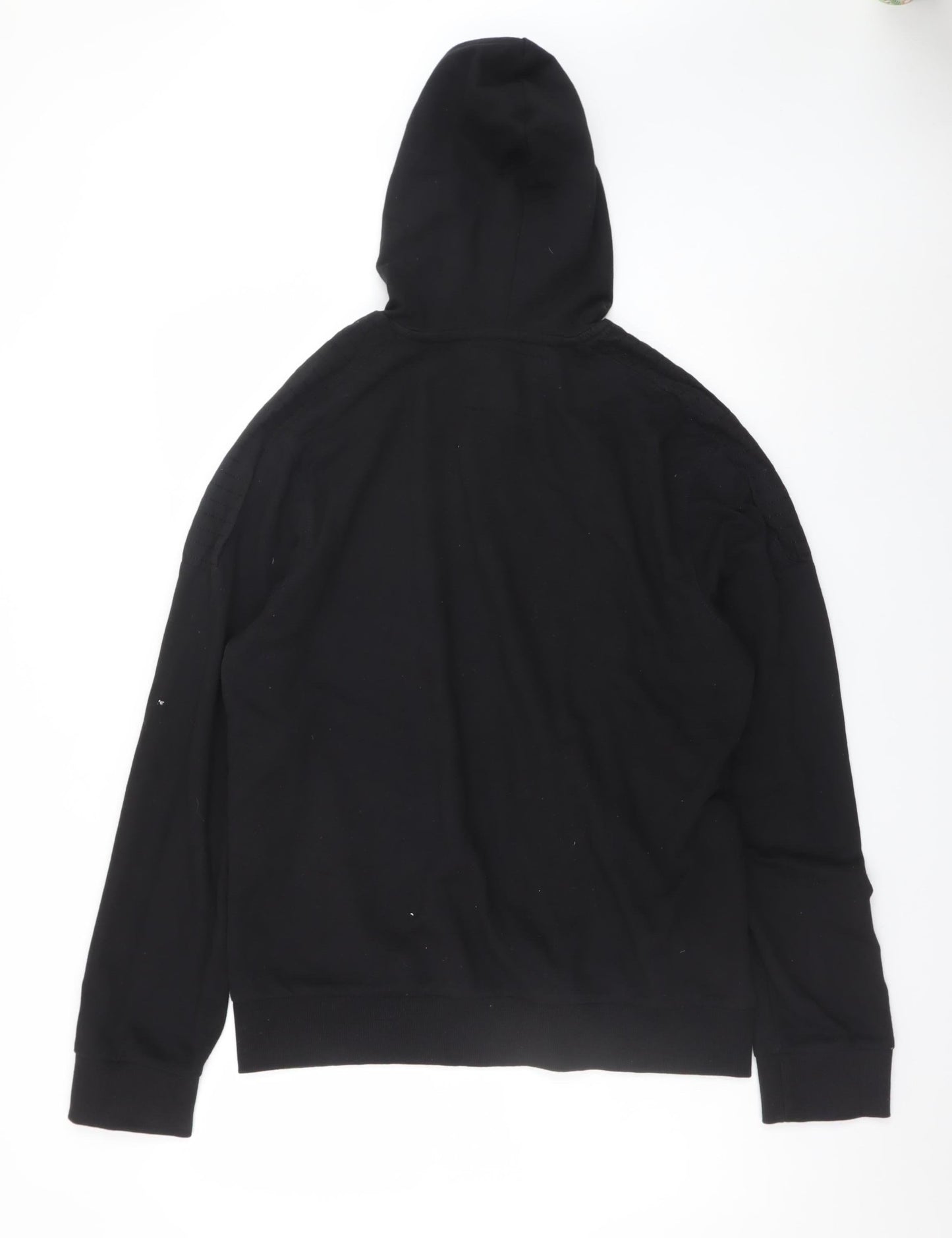 Genetic Apparel Men's Black Hoodie L Pullover Zip Pocket Cotton Blend