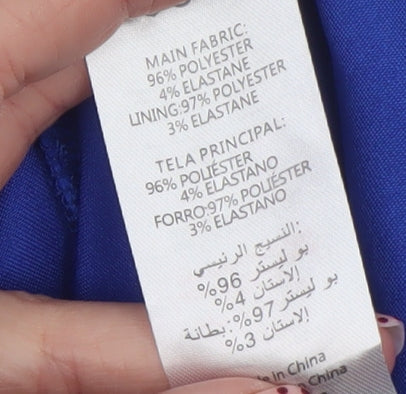 Quiz Women Blue Satin Slip Dress Size 10 Midi Belted Strappy
