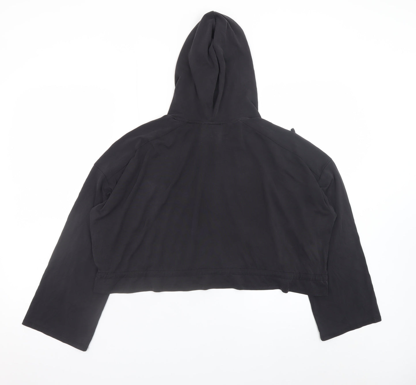 Zara Women Black Drawstring Cropped Hoodie Size S