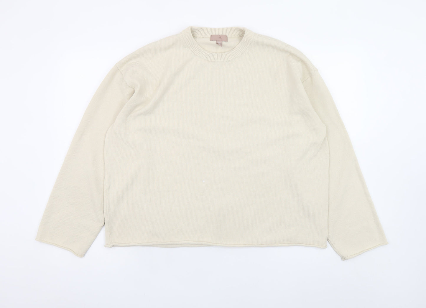 H&M Women Beige Crew Neck Knit Pullover Jumper Size 12