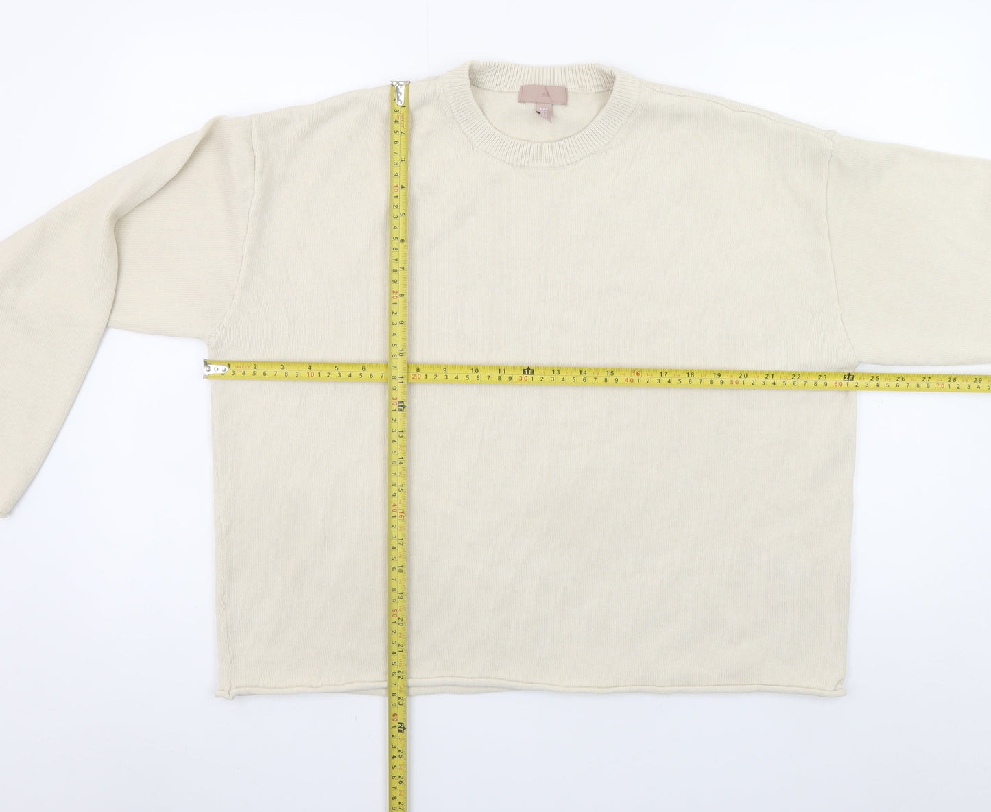 H&M Women Beige Crew Neck Knit Pullover Jumper Size 12