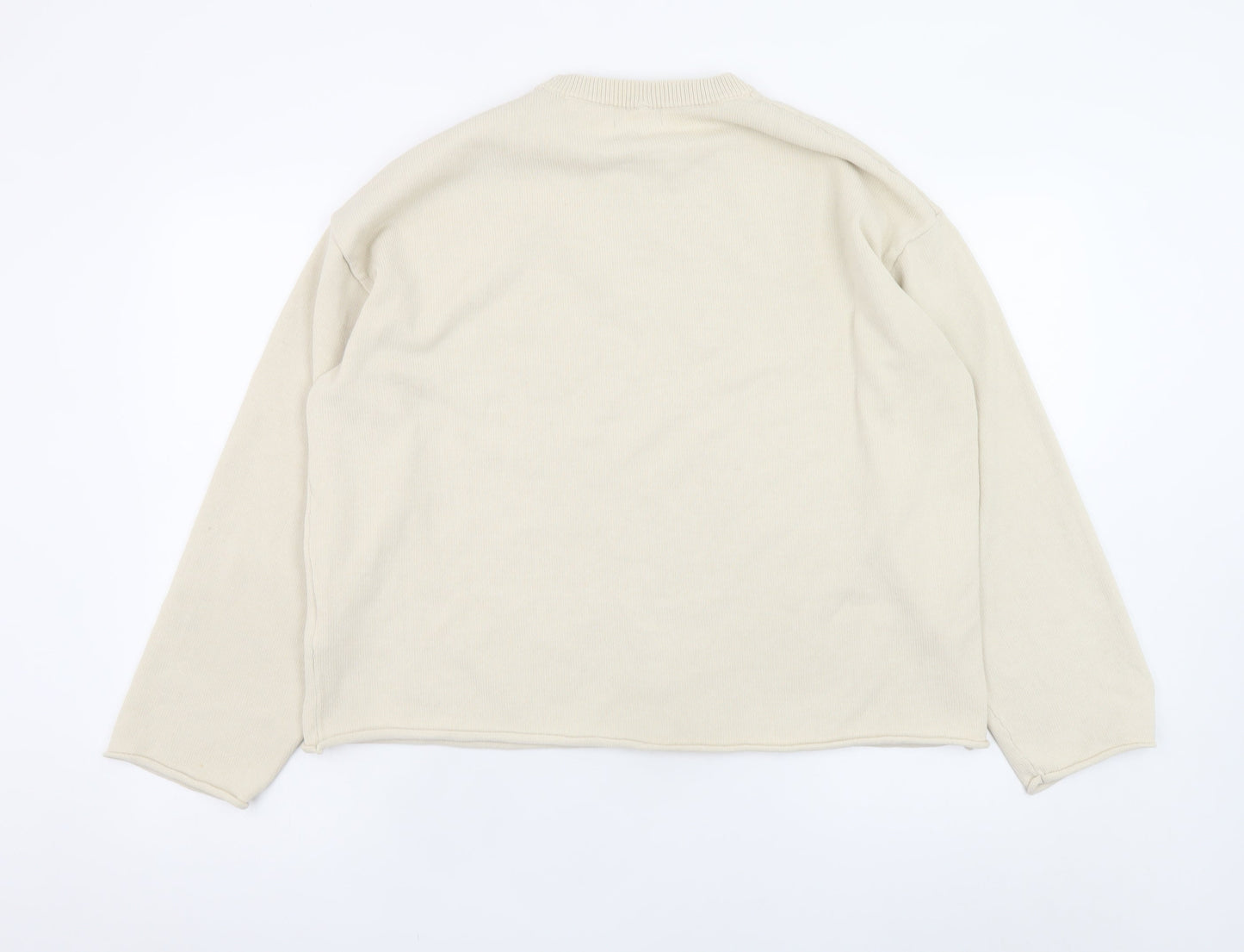H&M Women Beige Crew Neck Knit Pullover Jumper Size 12