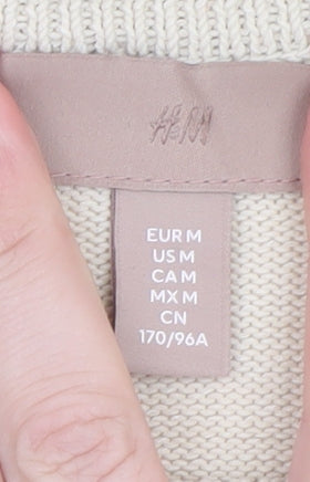 H&M Women Beige Crew Neck Knit Pullover Jumper Size 12