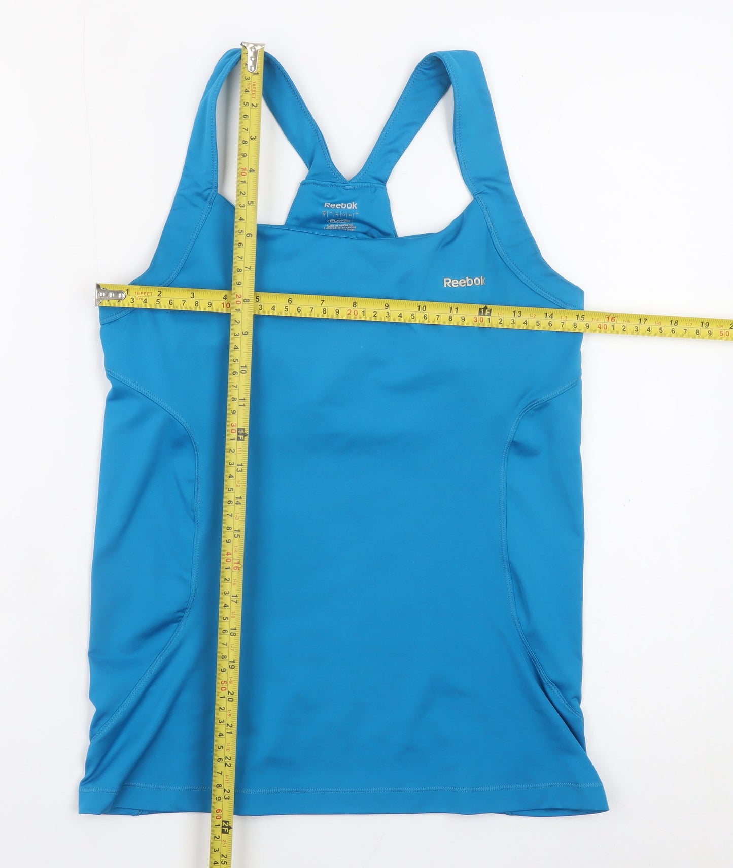 Reebok Womens Blue Racerback Tank Top L Sports Moisture Wicking