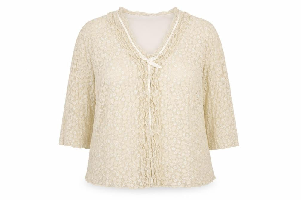 Ayalon Collection Women's Beige Lace Tunic Blouse Size 16