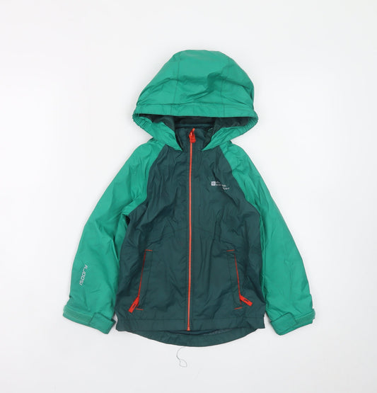 Mountain Warehouse Boys Green 3-4 Years Waterproof Hooded Rain Jacket