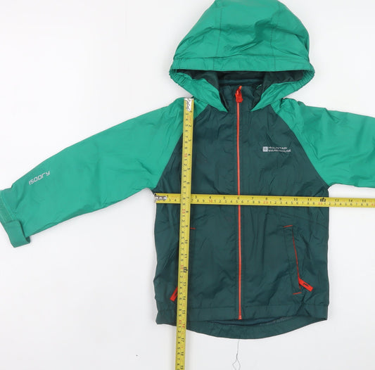 Mountain Warehouse Boys Green 3-4 Years Waterproof Hooded Rain Jacket