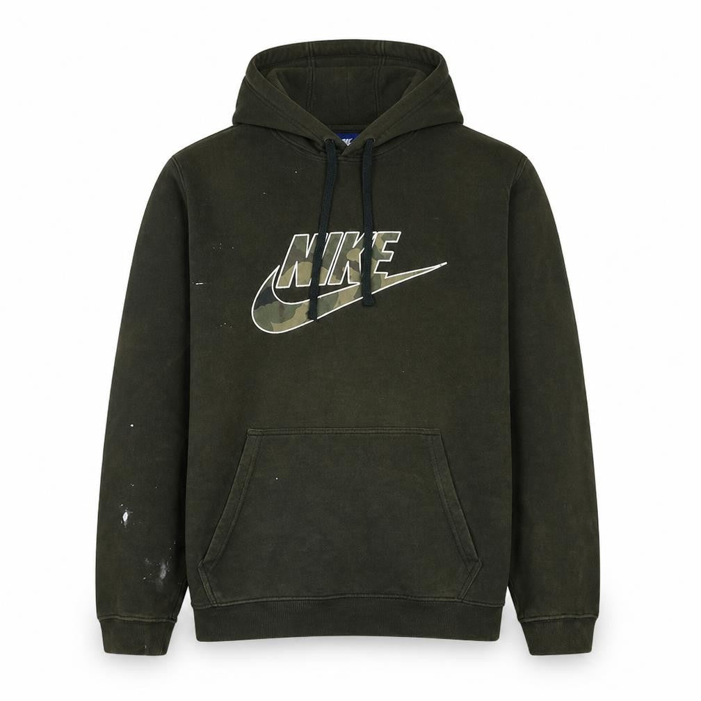 Nike Men's Green Pullover Hoodie L Regular Fit Camouflage Logo
