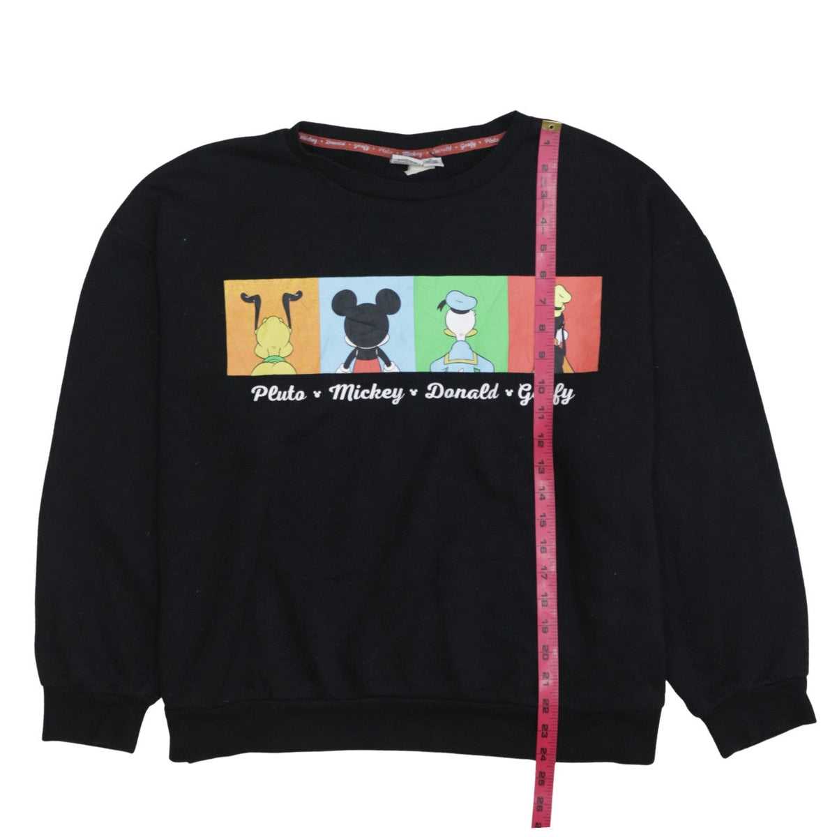 Back view of Disney Women Black XL Sweatshirt Pluto Mickey Donald Goofy Graphic Pullover