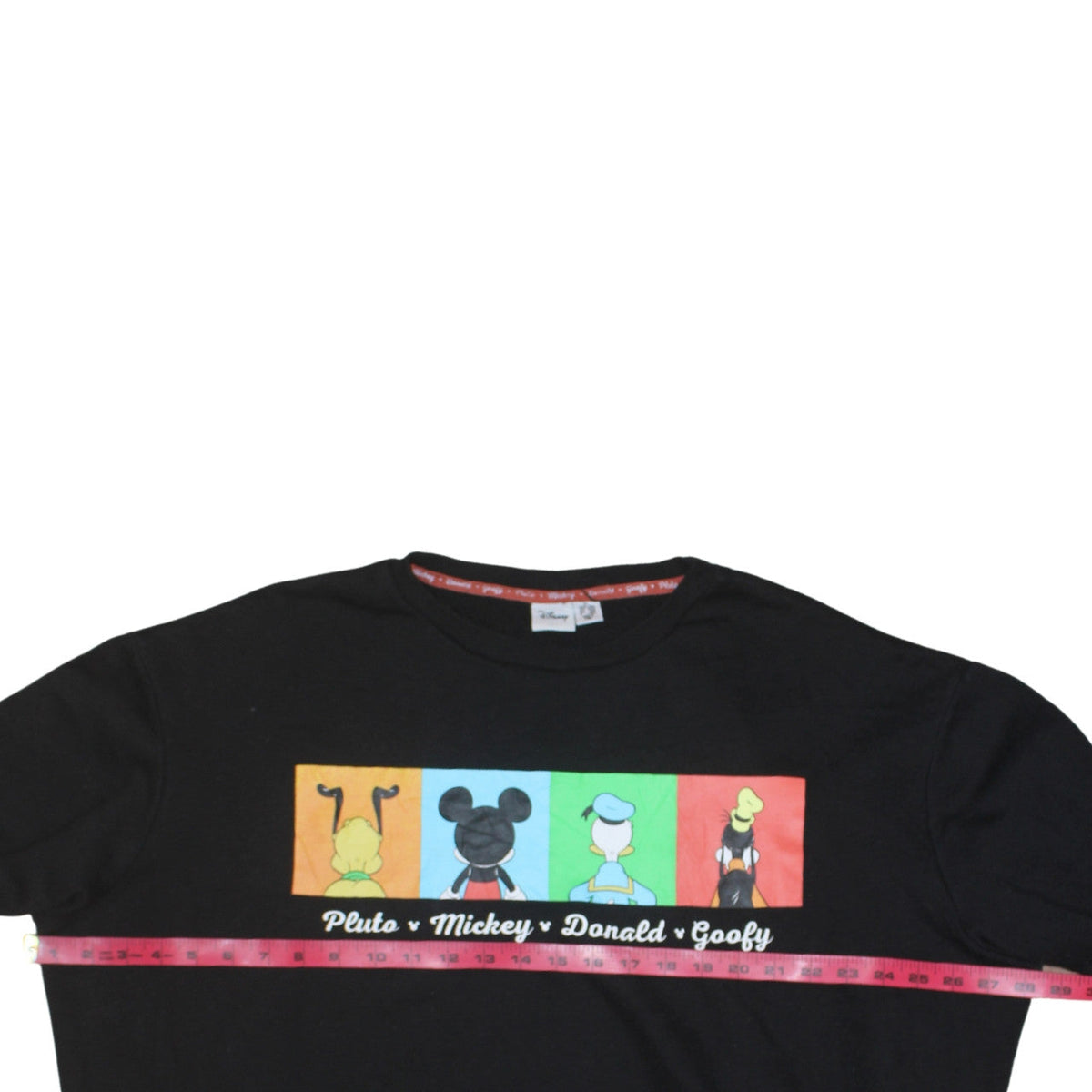 Close-up detail of Disney Women Black XL Sweatshirt Pluto Mickey Donald Goofy Graphic Pullover
