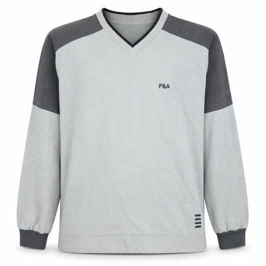 Fila Men’s Grey V-Neck Pullover Sweatshirt XL Classic Sports