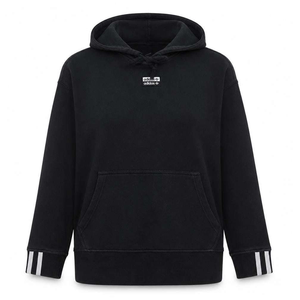 Adidas Womens Black Size 12 Pullover Hoodie Sweatshirt with Logo Detail