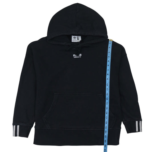 Adidas Womens Black Size 12 Pullover Hoodie Sweatshirt with Logo Detail