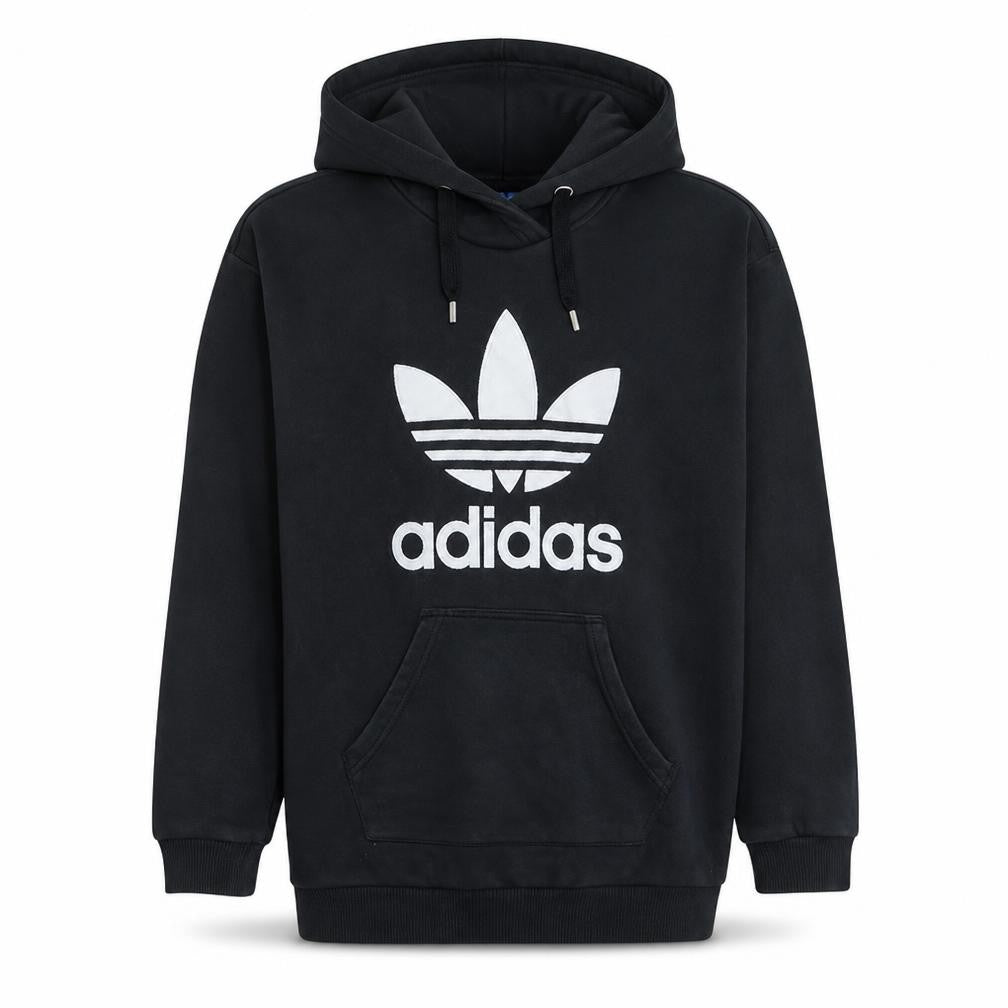 Adidas Womens Black Size 8 Pullover Hoodie Sweatshirt Trefoil Logo
