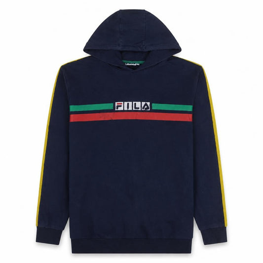 Fila Men's Blue Pullover Hoodie XS Logo Stripe Casual Sweatshirt