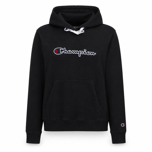 Champion Women's Black Medium Pullover Hoodie with Logo Embroidery