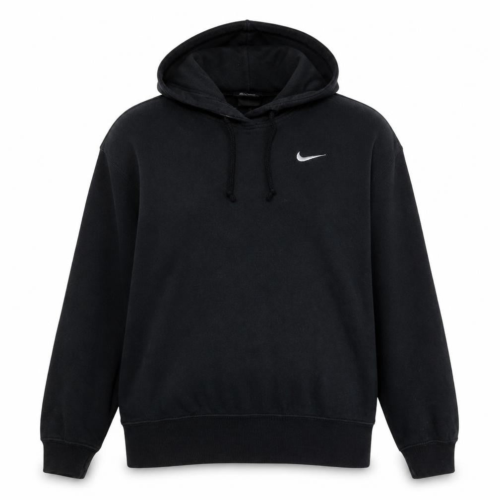 Nike Women Black Pullover Hoodie Medium Cotton Blend Logo Print