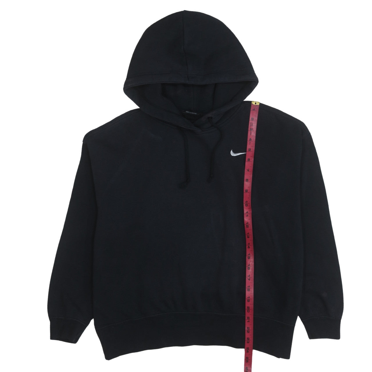 Nike Women Black Pullover Hoodie Medium Cotton Blend Logo Print
