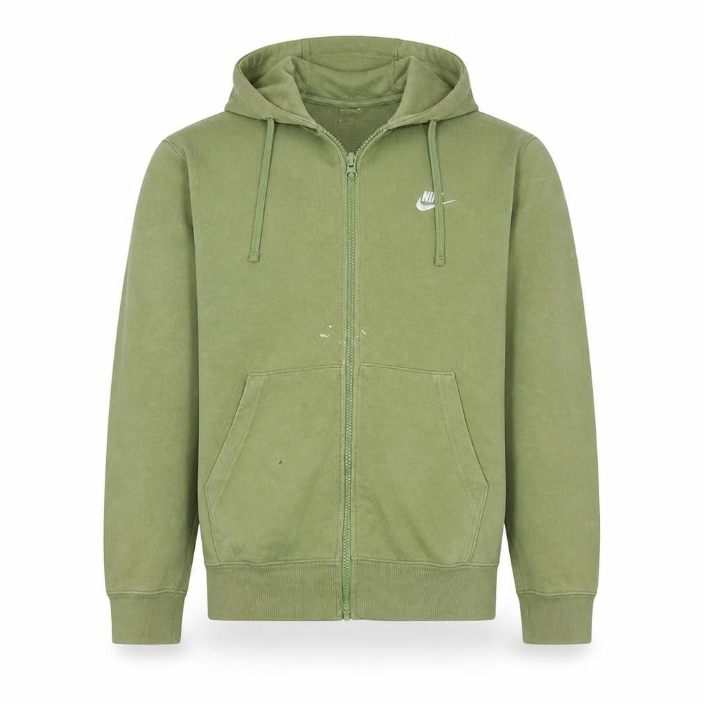 Nike Men's Green Full Zip Hoodie M Regular Fit Cotton Fleece
