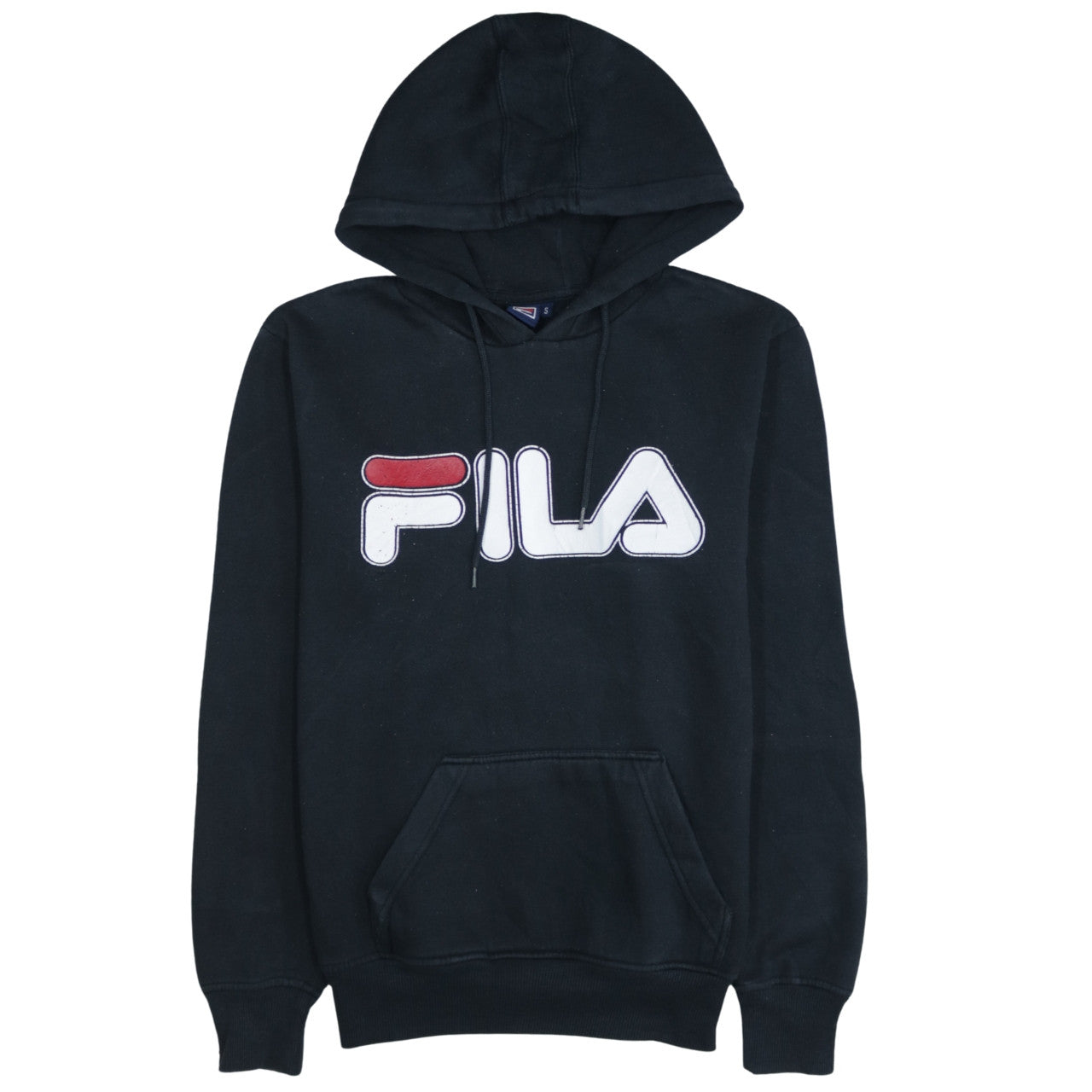 Fila Men's Black Pullover Hoodie S Logo Graphic Cotton Blend