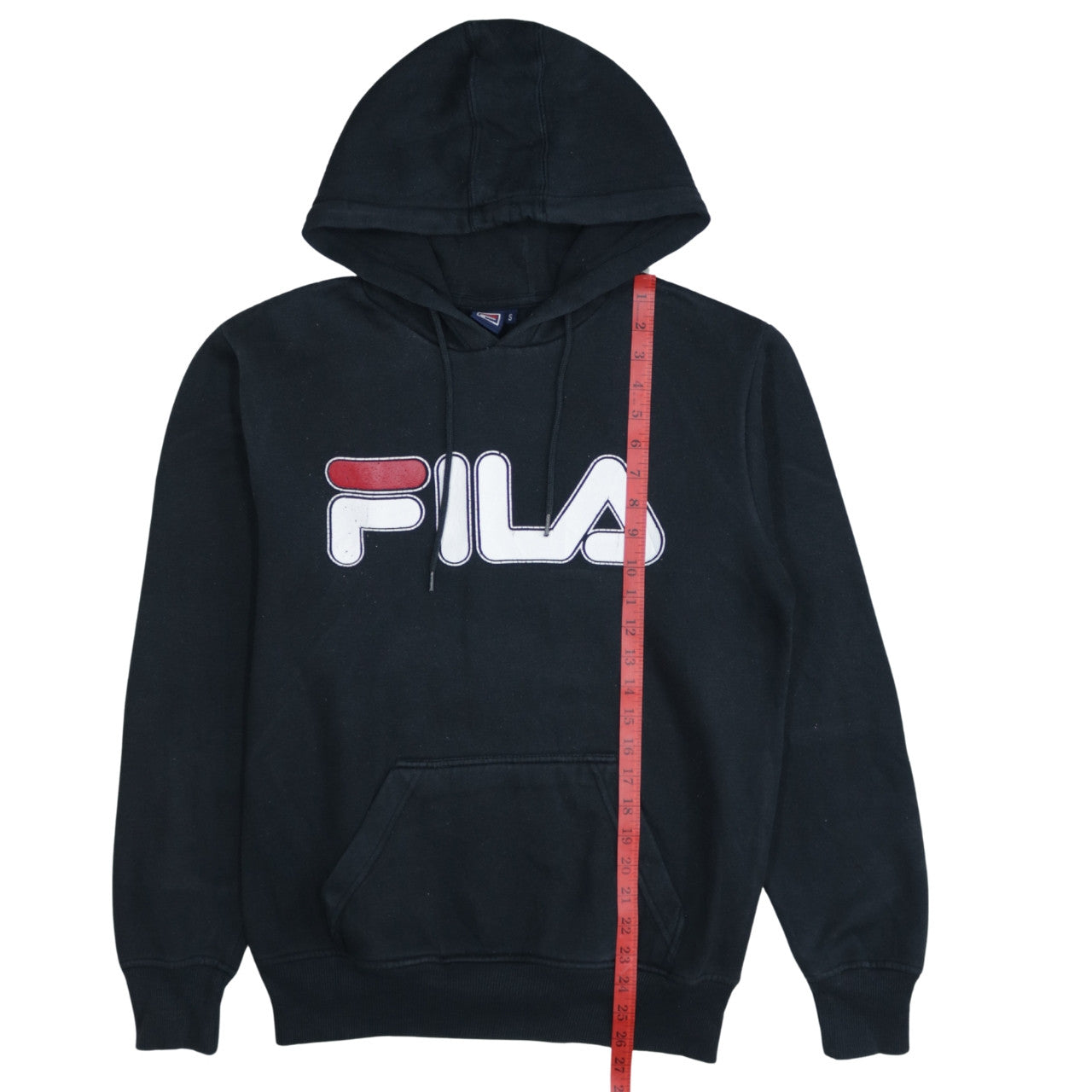 Fila Men's Black Pullover Hoodie S Logo Graphic Cotton Blend