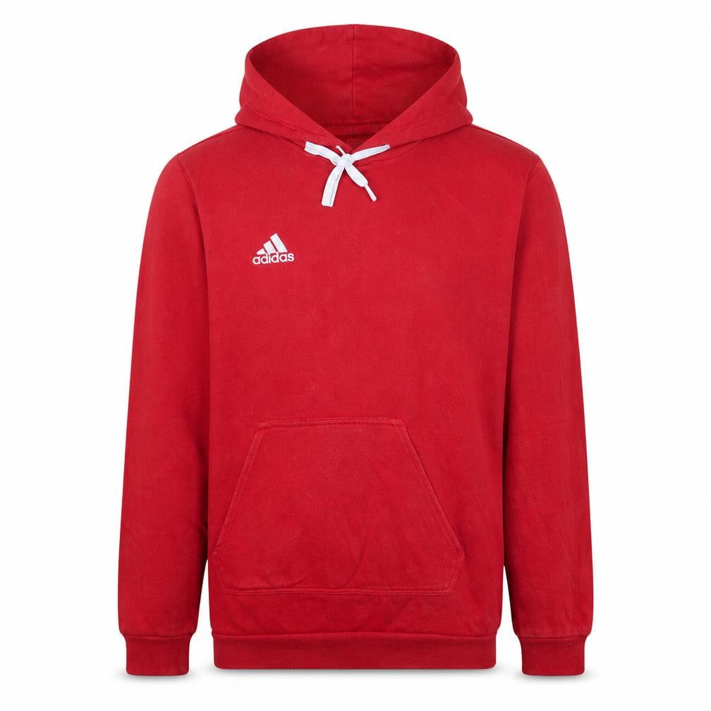 Front view of Adidas Men's Red Pullover Hoodie Medium Sports Style